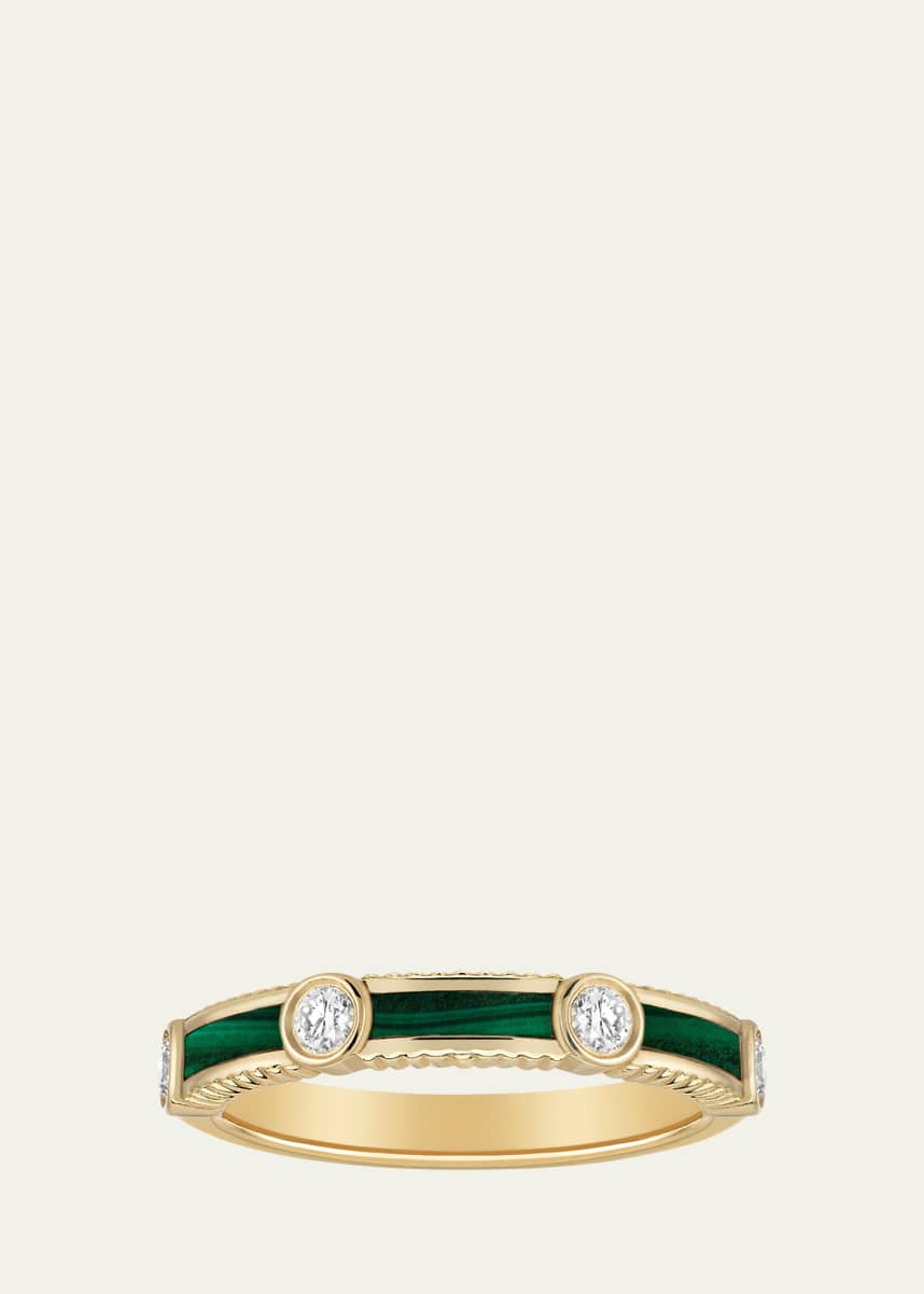 Viltier Rayon Ring in Malachite, Yellow Gold and Diamonds