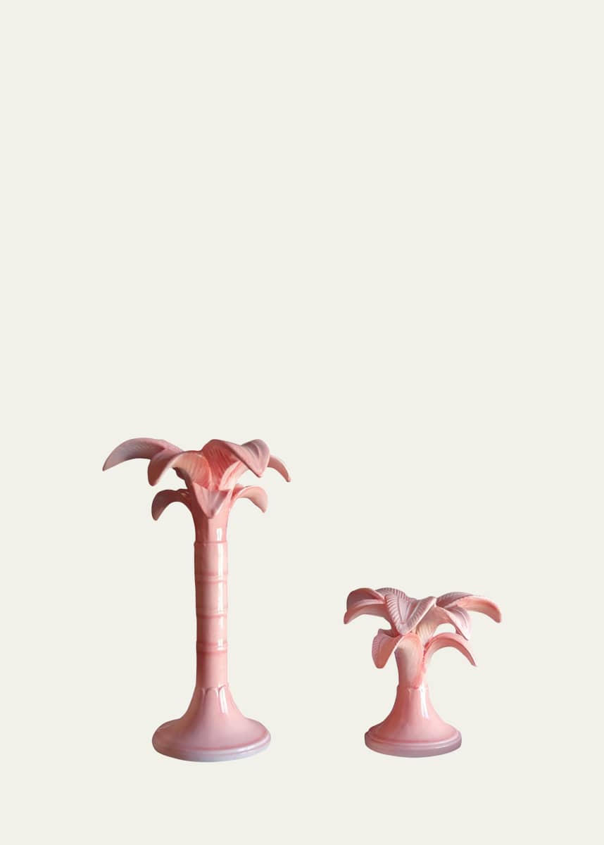 Les Ottomans Palm Candle Holder, Pink - 9.8"