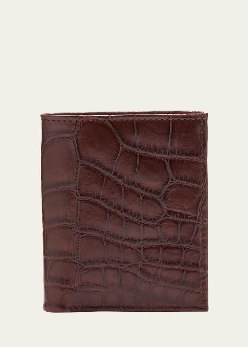 Abas Men's Matte Alligator Leather Bifold Wallet w/ ID Window