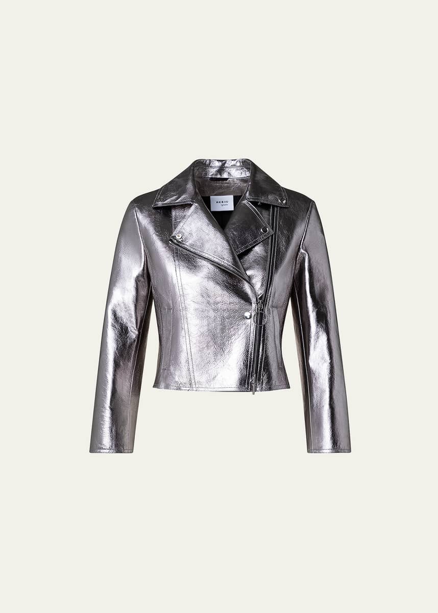 Zara - Metallic Biker Jacket - Silver - Women