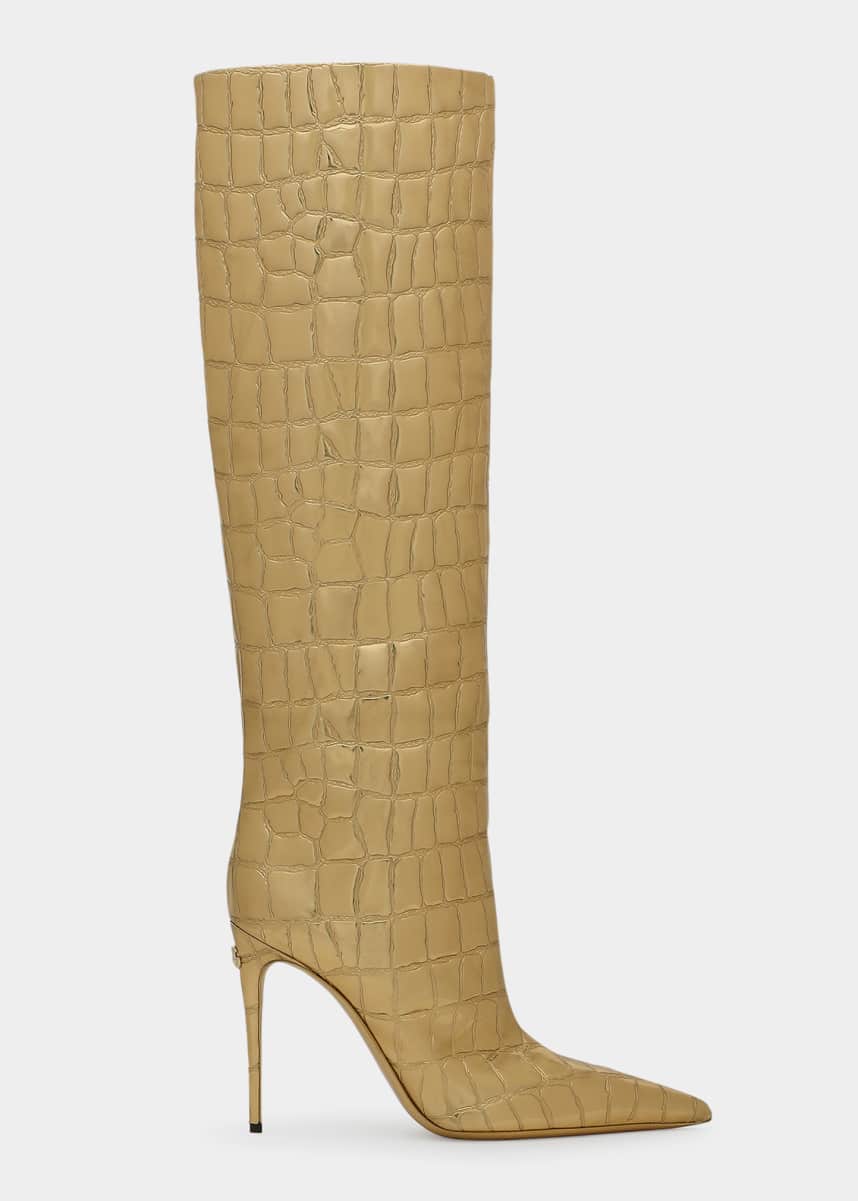Dolce&Gabbana 105mm Croco Tall Stiletto Boots