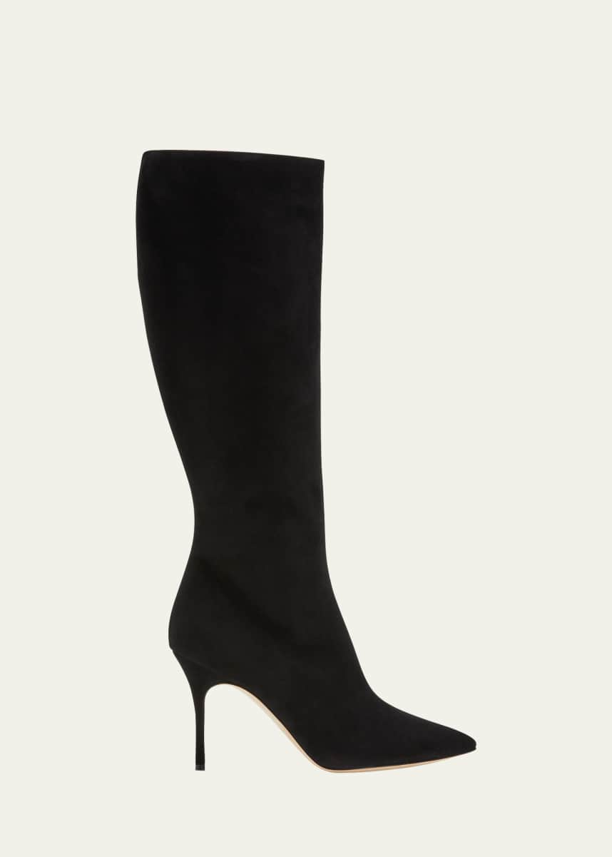 Manolo Blahnik Oculara Suede Mid Boots