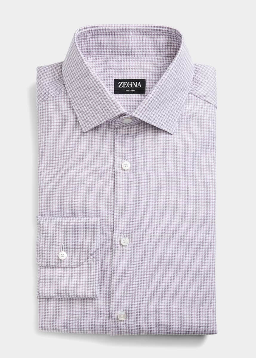 ZEGNA Men's Mini Check Dress Shirt
