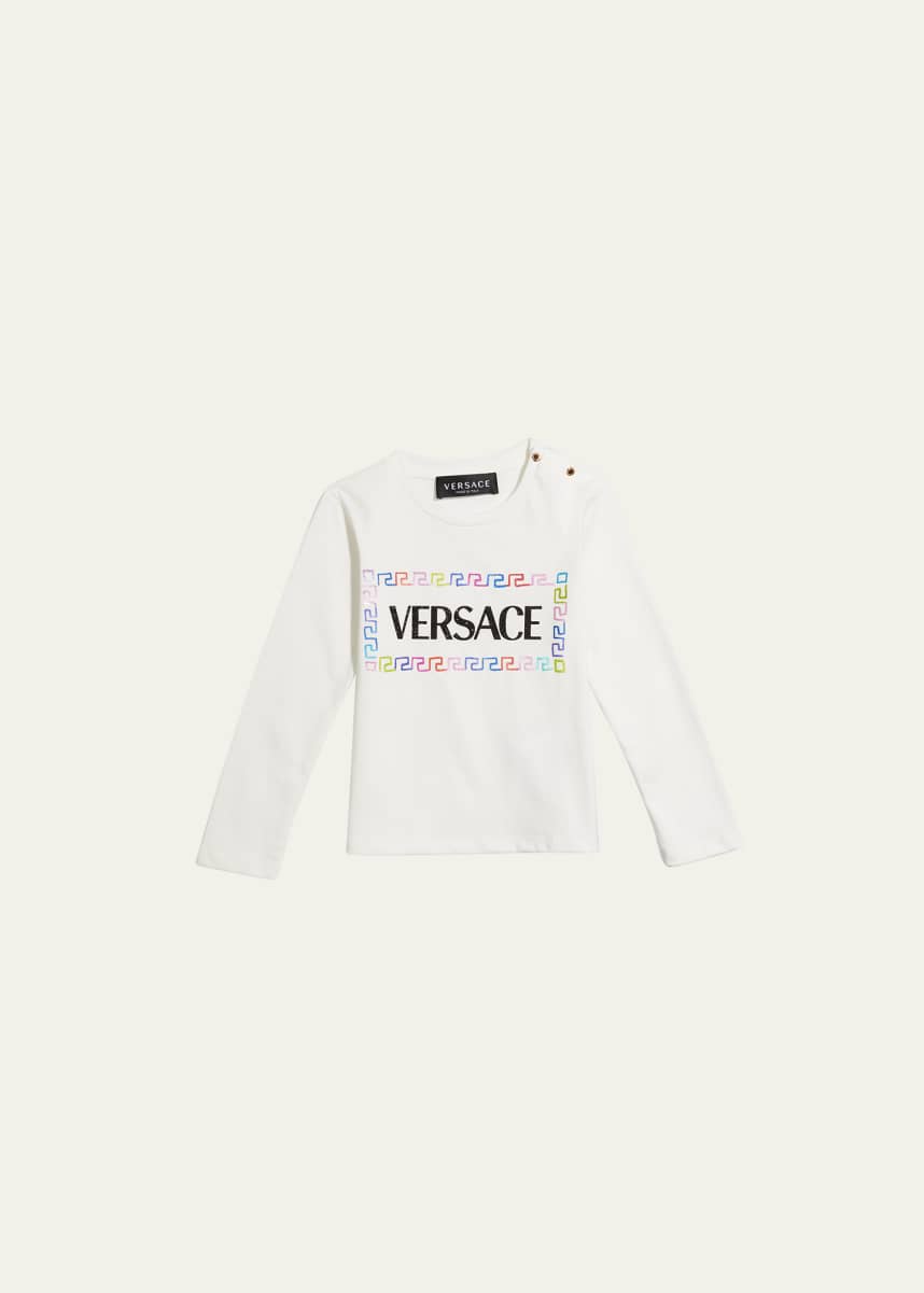 Versace Kid's Logo Rainbow Greca-Print T-Shirt, Size 3M-36M