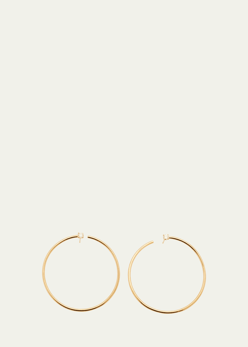 Anita Ko Bardot Diamond-Stud Wire Circle Hoop Earrings in 18k Yellow Gold
