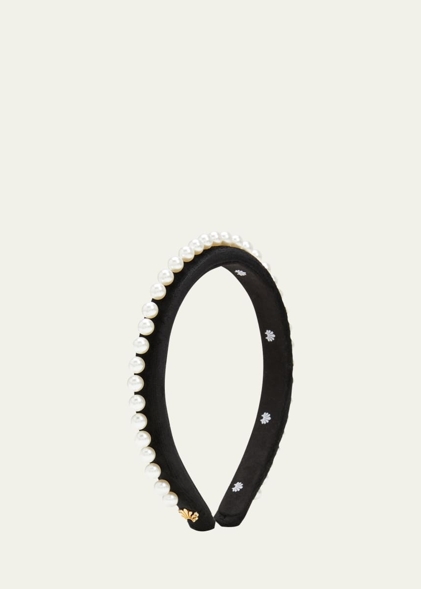Lele Sadoughi Gigi Pearly Velvet Headband