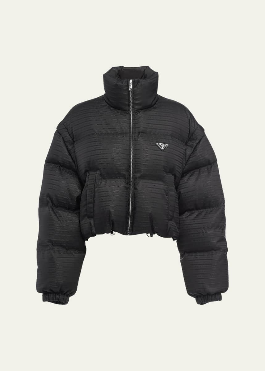 Prada Printed Down Jacket with Detachable Sleeves