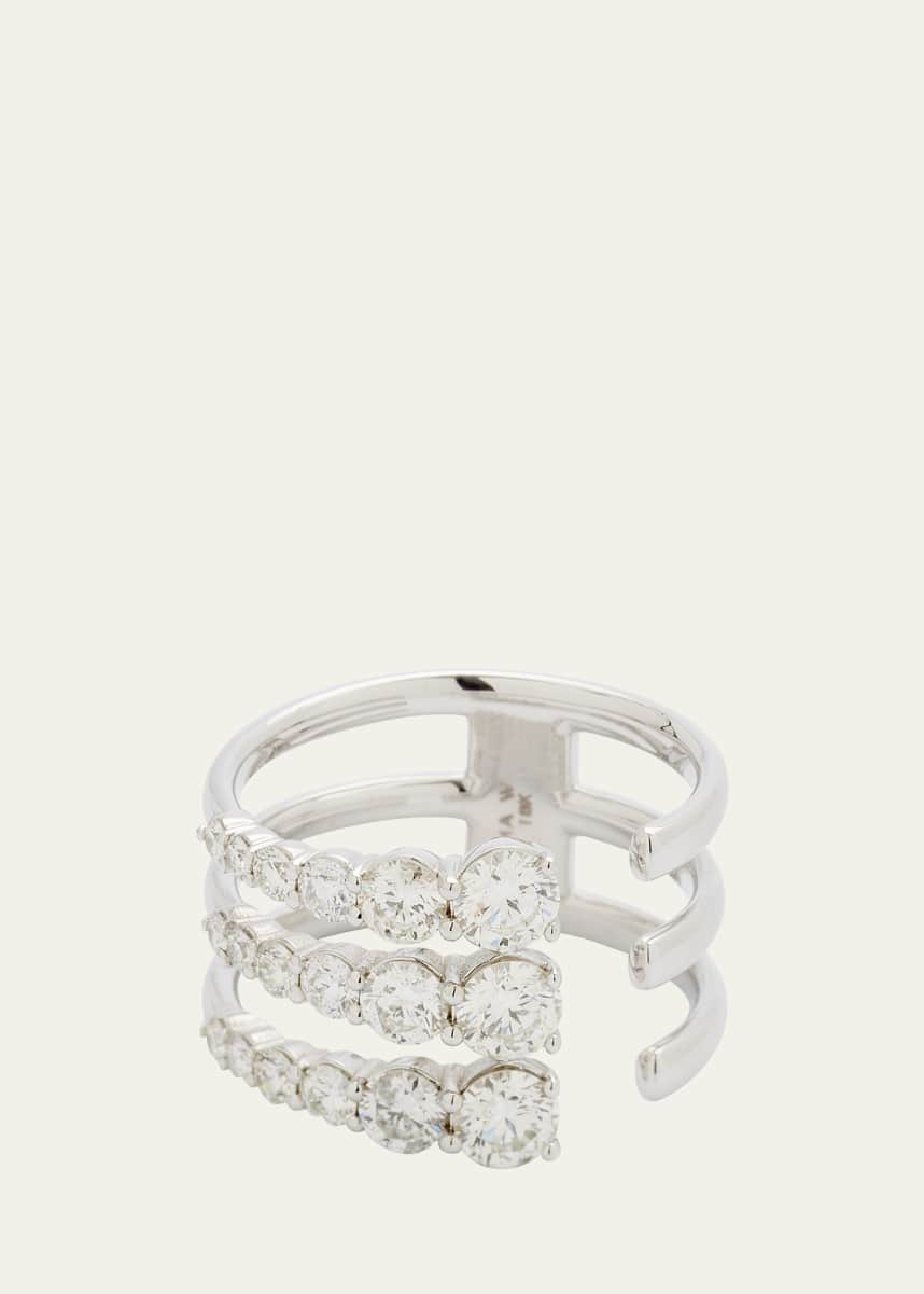 Jemma Wynne 18k White Gold Connexion Diamond Triple Band Open Ring, Size 7