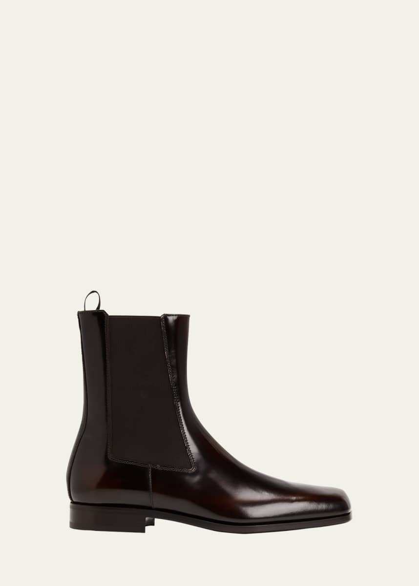 Prada Men's Square-Toe Leather Chelsea Boots