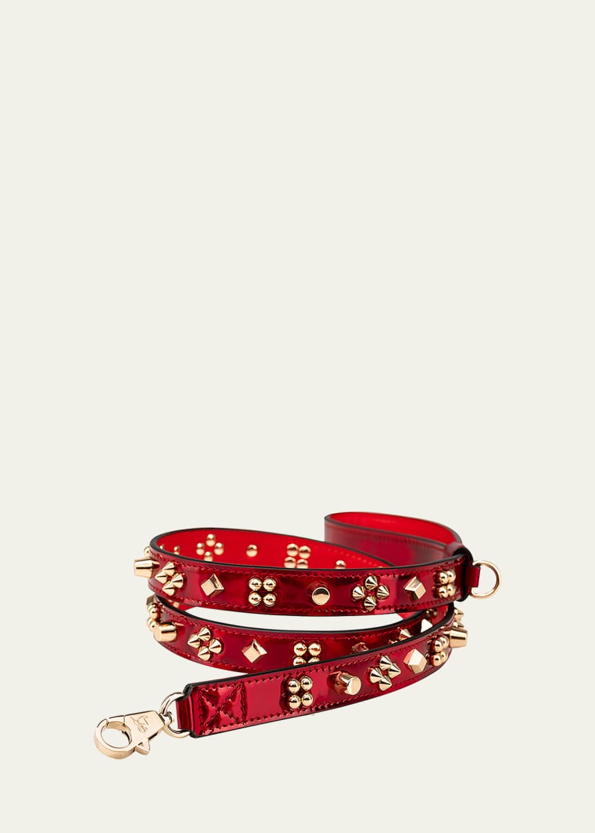 Christian Louboutin Loubileash Psychic Patent Leather Dog Leash with Cara Spikes, Medium