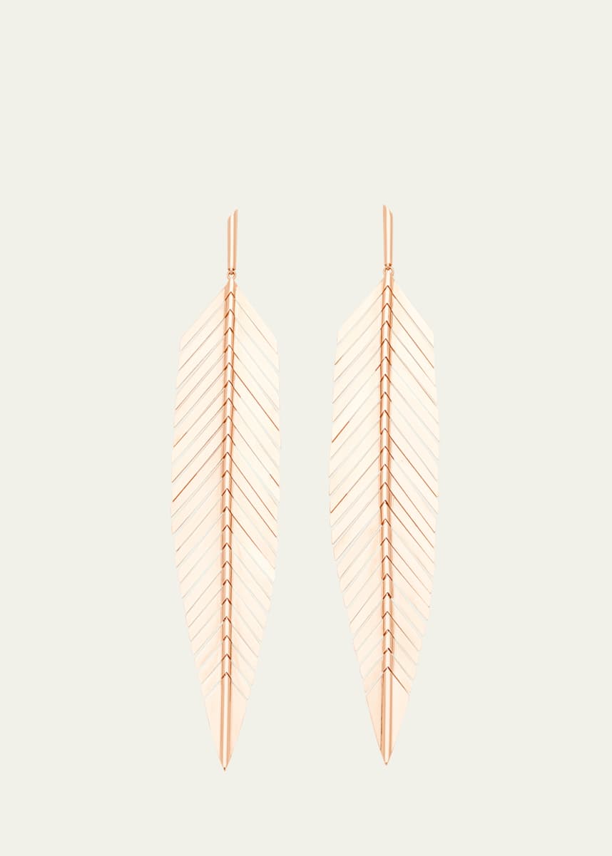 CADAR 18k Rose Gold Large Feather Drop Earrings