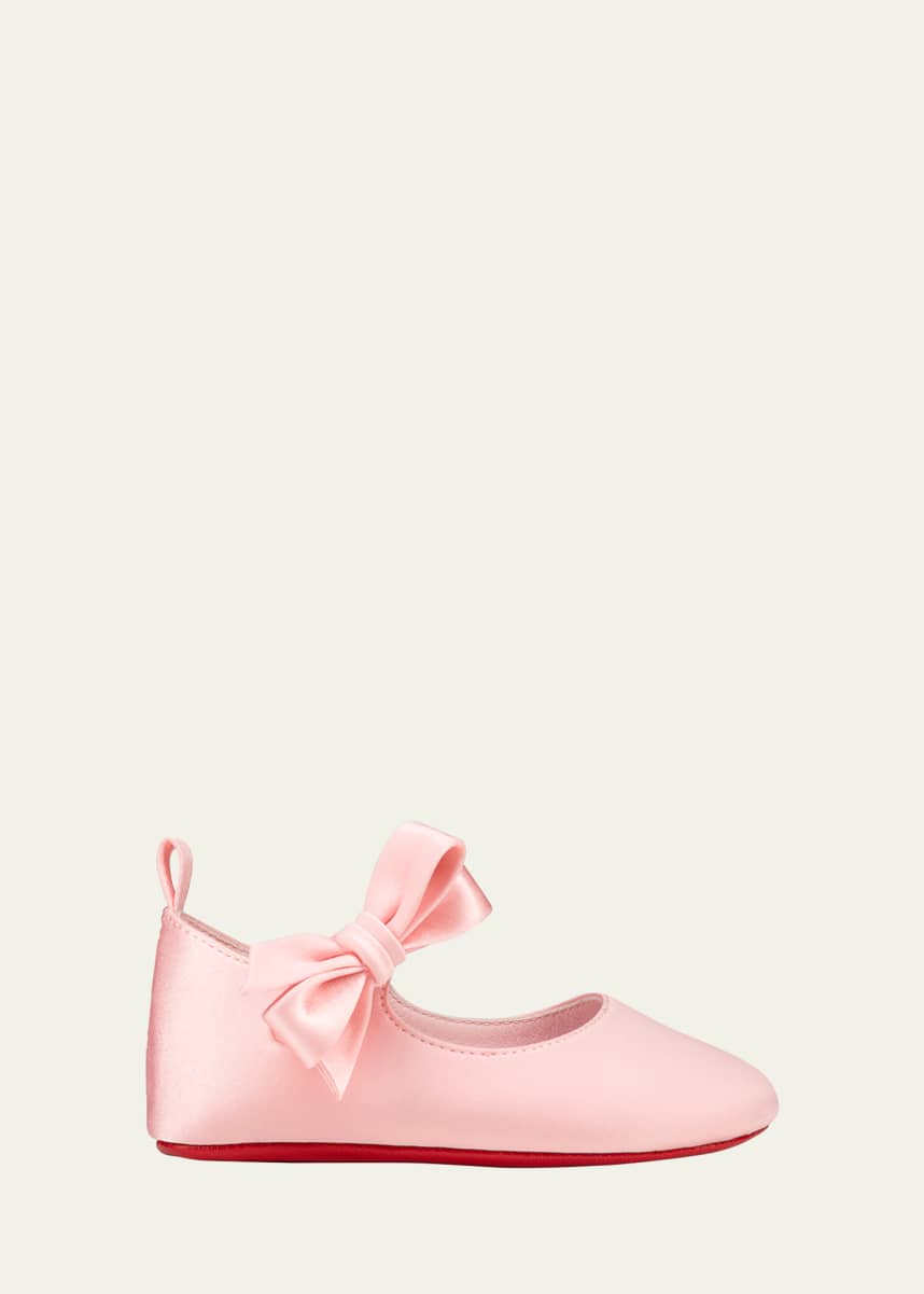 Christian Louboutin Girl's Lou Satin Bow Ballet Flats, Baby
