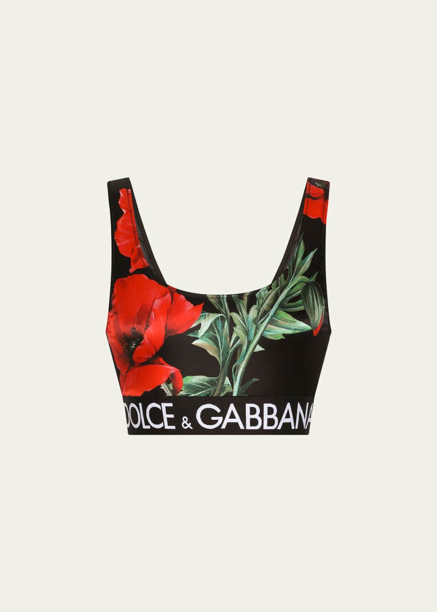Dolce&Gabbana Scoop-Neck Floral-Print Bustier Top