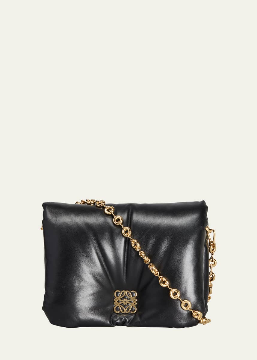 LOEWE Avenue leather Repeat Anagram Chain Shoulder Bag Black Gold Metal main image 0