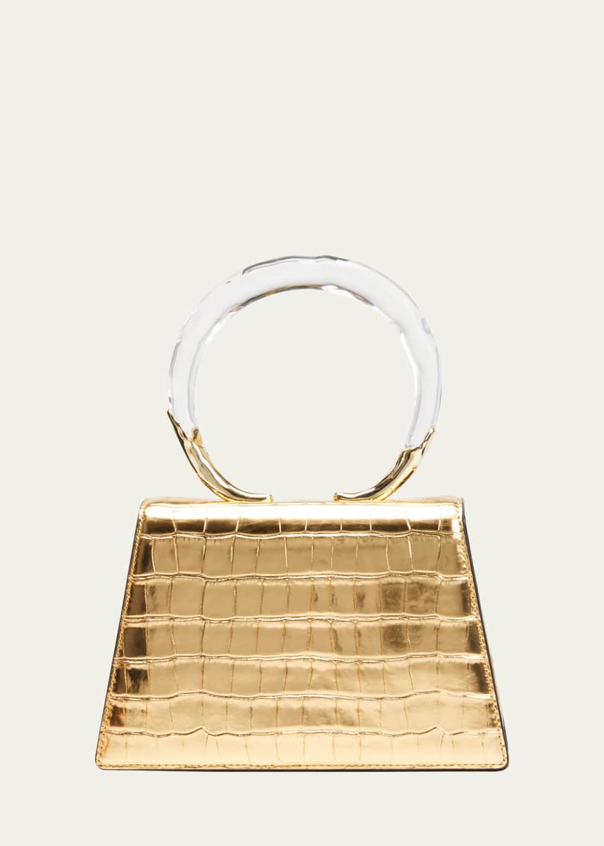 Alexis Bittar Lucite Quad Croc-Embossed Top-Handle Bag
