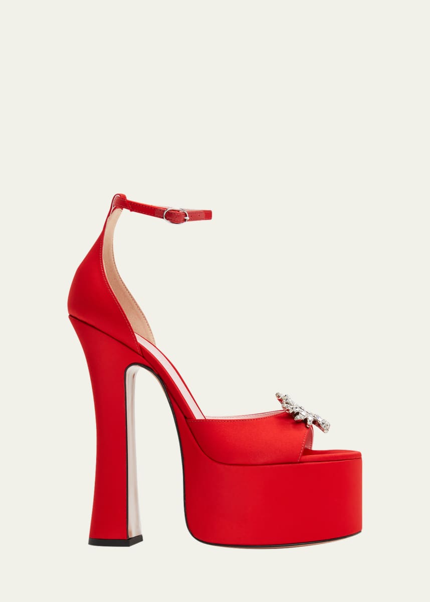 Piferi Rosalia Satin Crystal Platform Sandals