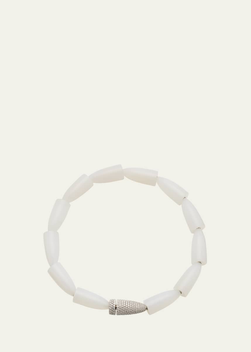 Vhernier Calla White Agate Necklace with White Gold and Diamond Clasp