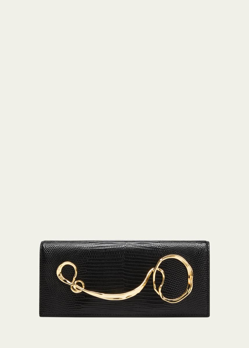 Alexis Bittar Twisted Gold Side Handle Clutch Purse