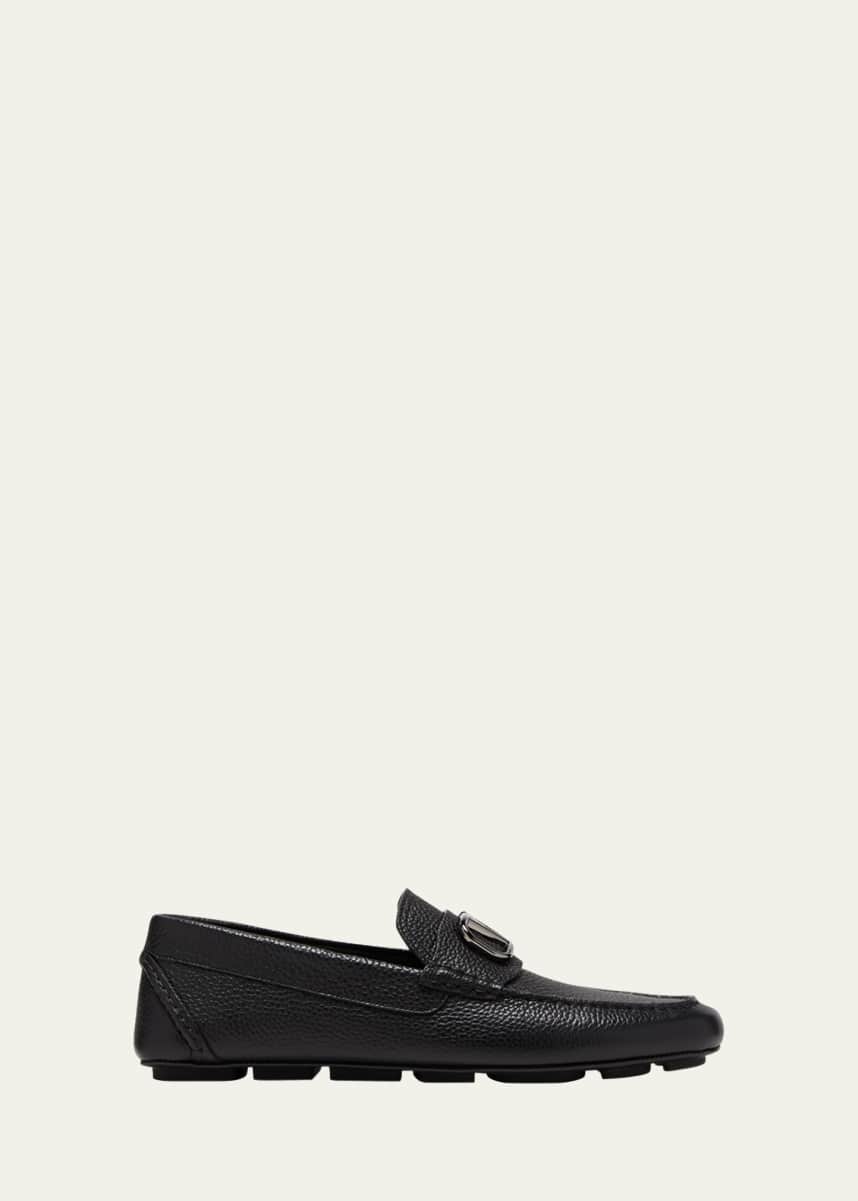 Valentino Garavani Men's V-Logo Leather Drivers