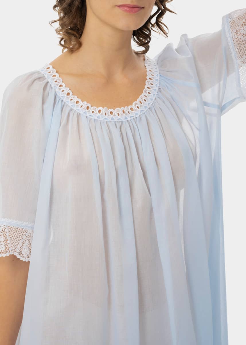 Celestine Donna Ruched Lace-Trim Nightgown