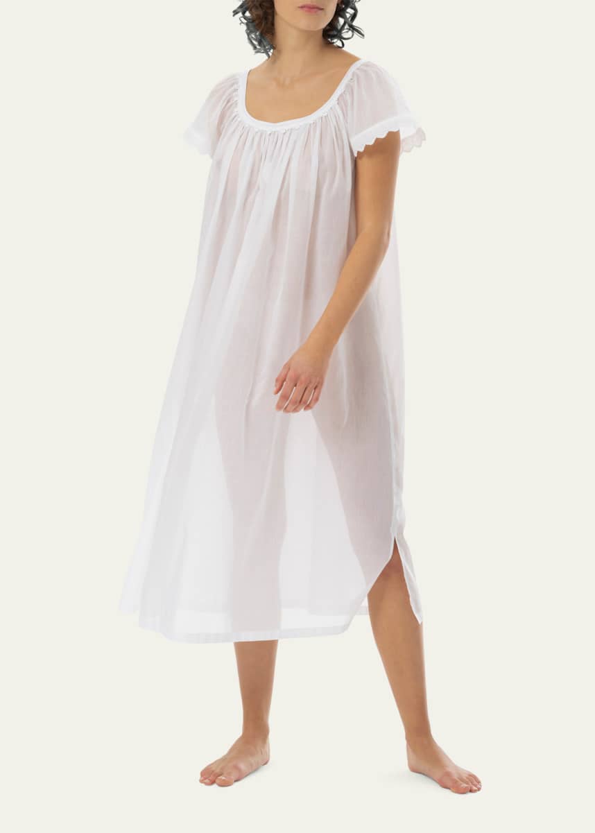 Celestine Crissy Ruched Lace-Trim Nightgown