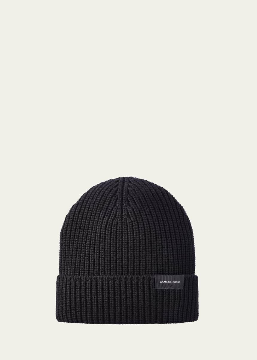 Canada Goose Men's Wordmark Rib-Knit Toque Beanie Hat