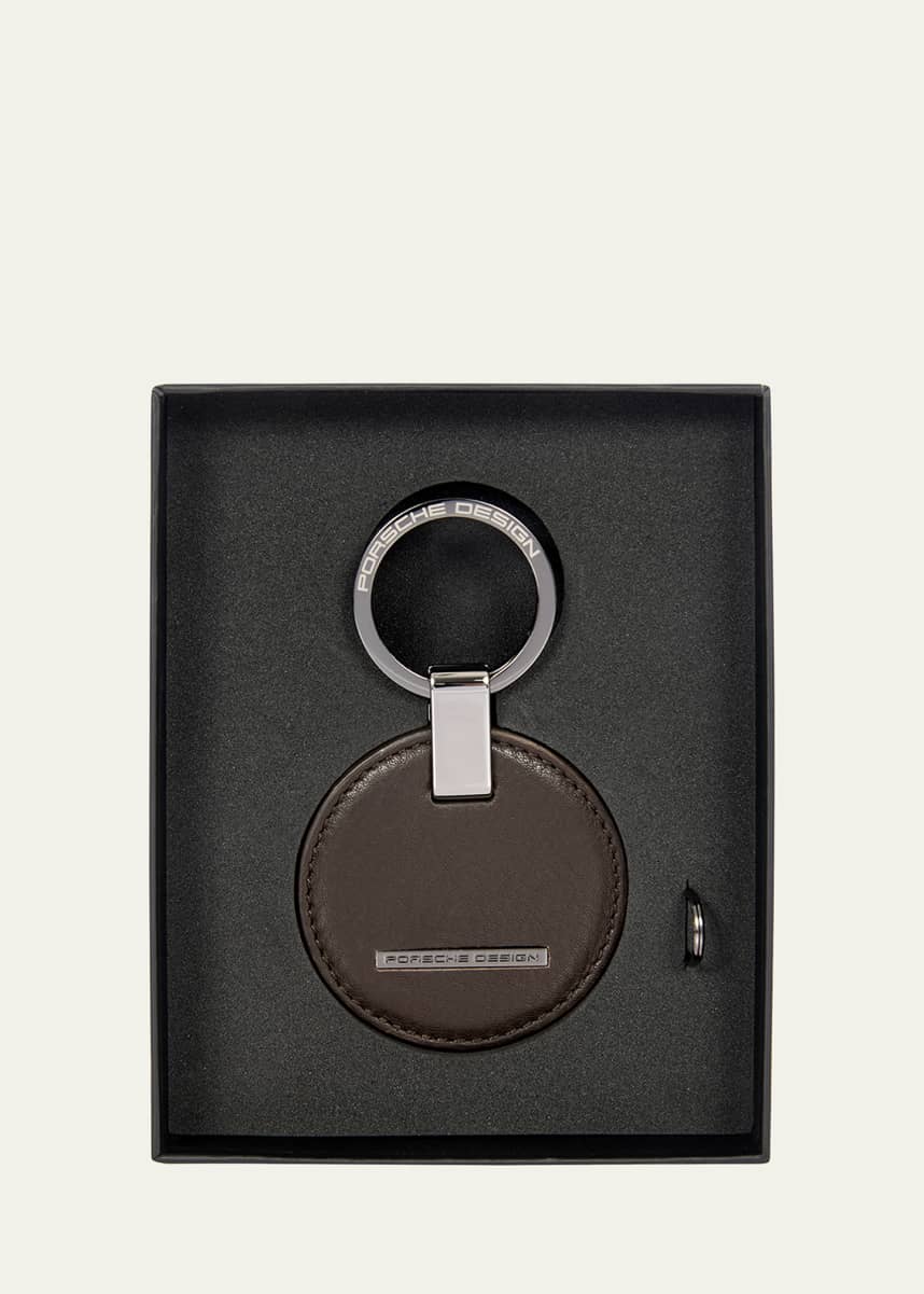 Porsche Design Men's Circle Leather Logo Keyring