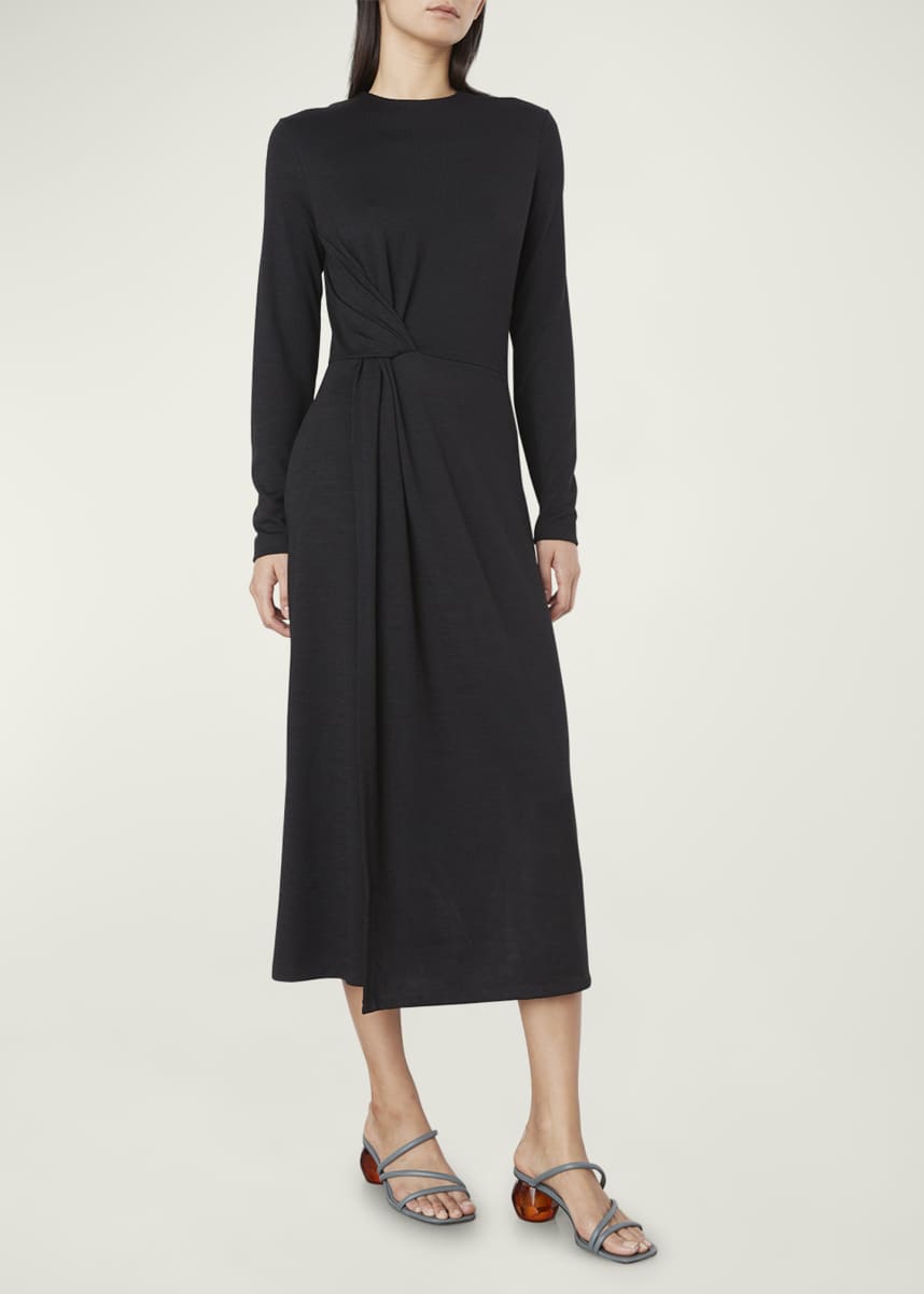 T3ZHA Vince Long-Sleeve Side-Twist Midi Dress Vince Long-Sleeve Side-Twist Midi Dress
