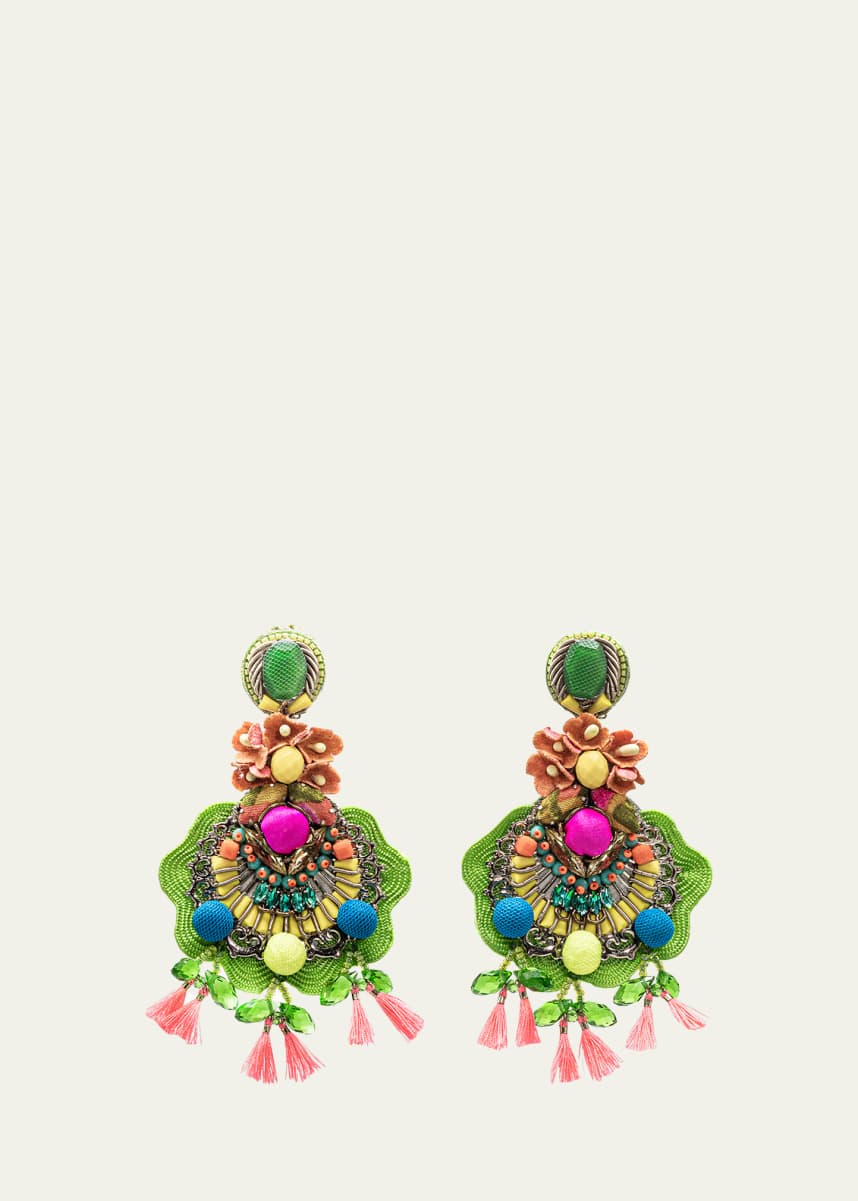 Ranjana Khan Multicolor Chandelier Earrings with Tassels