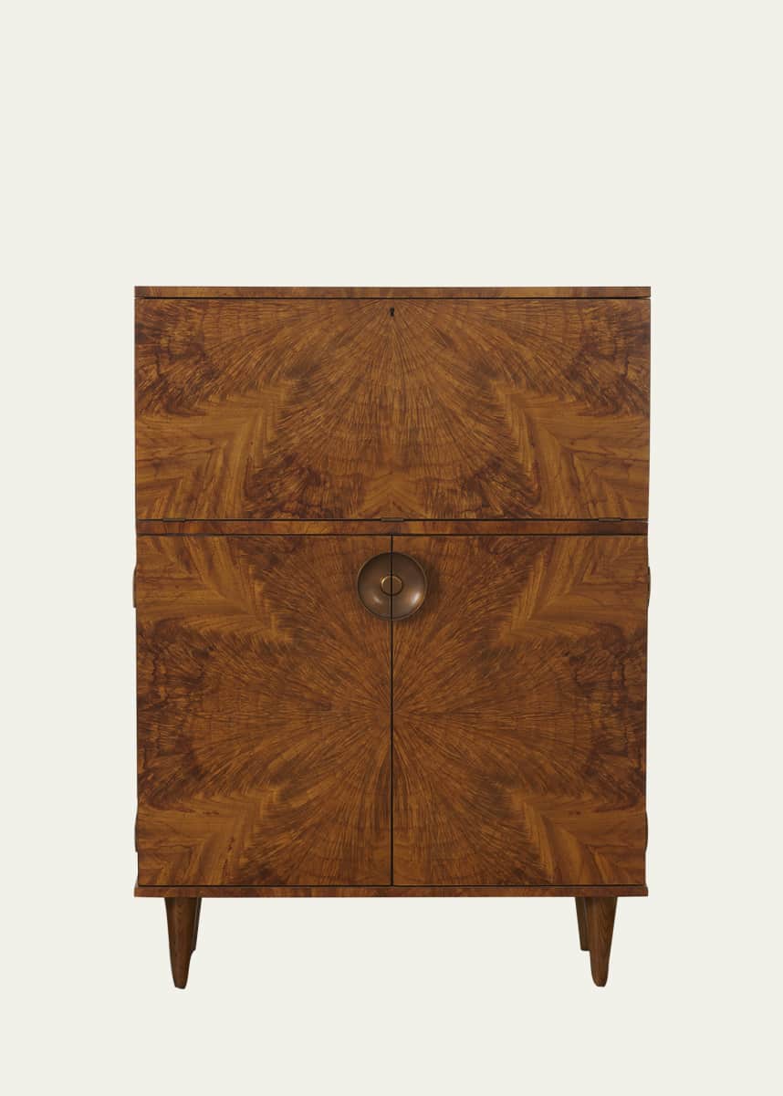 Arteriors Manhattan Burlwood Bar Cabinet