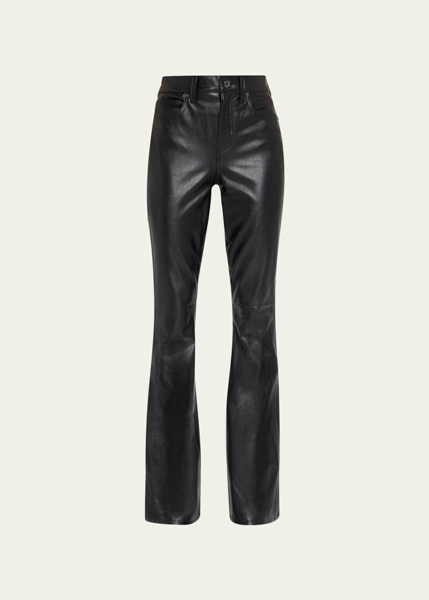 Veronica Beard Beverly High-Rise Skinny Flare Faux Leather Jeans