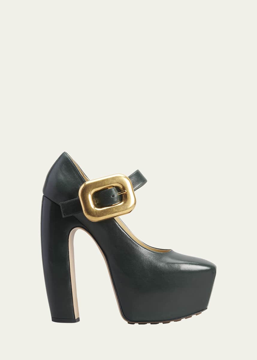 Bottega Veneta Lambskin Mary Jane Platform Pumps