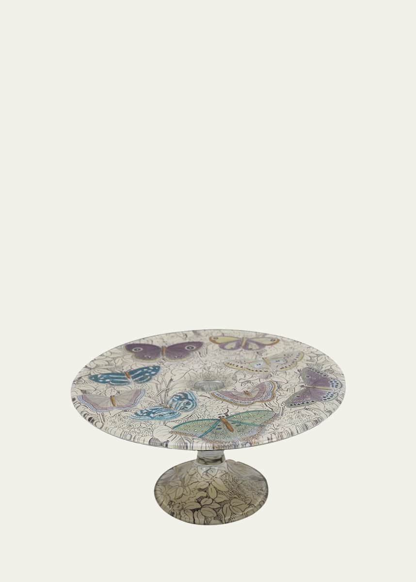 John Derian Purple Butterflies Stacking Cake Pedestal