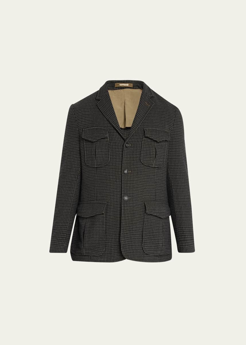 Massimo Alba Men's Houndstooth Sahariana Jacket