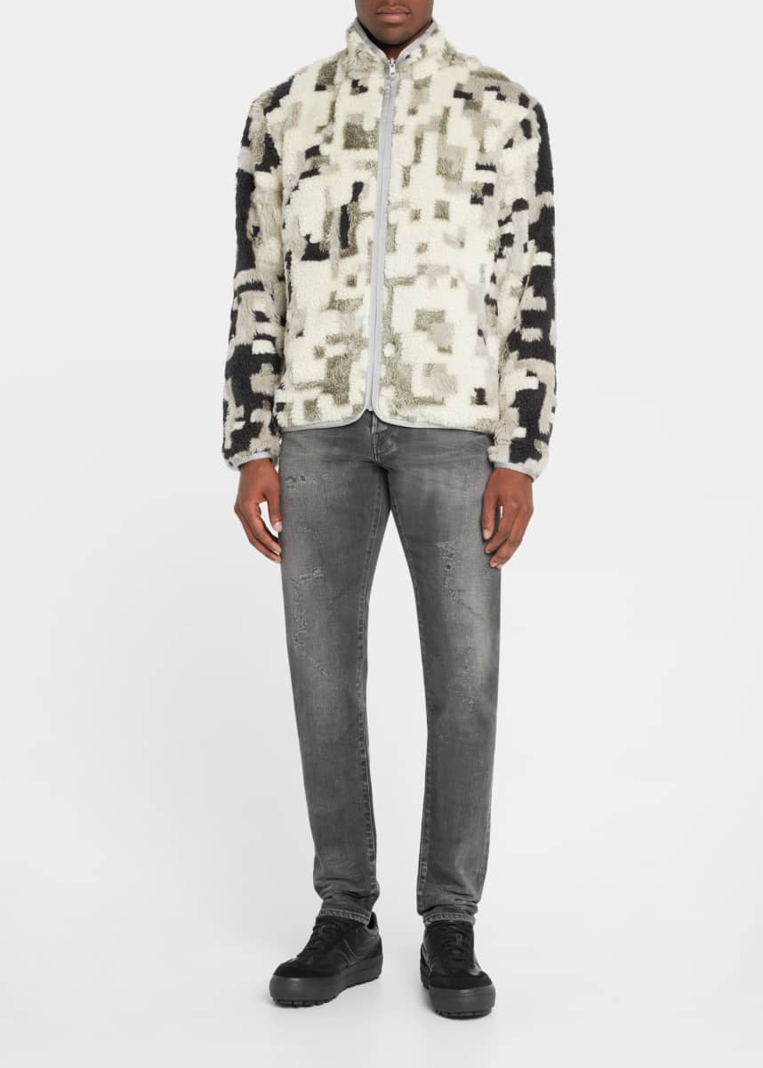John Elliott Men's 3D Polar Fleece Reversible Full-Zip Jacket