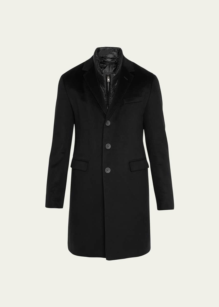Herno Men's Cashmere Overcoat w/ Nylon Wind-Gaurd