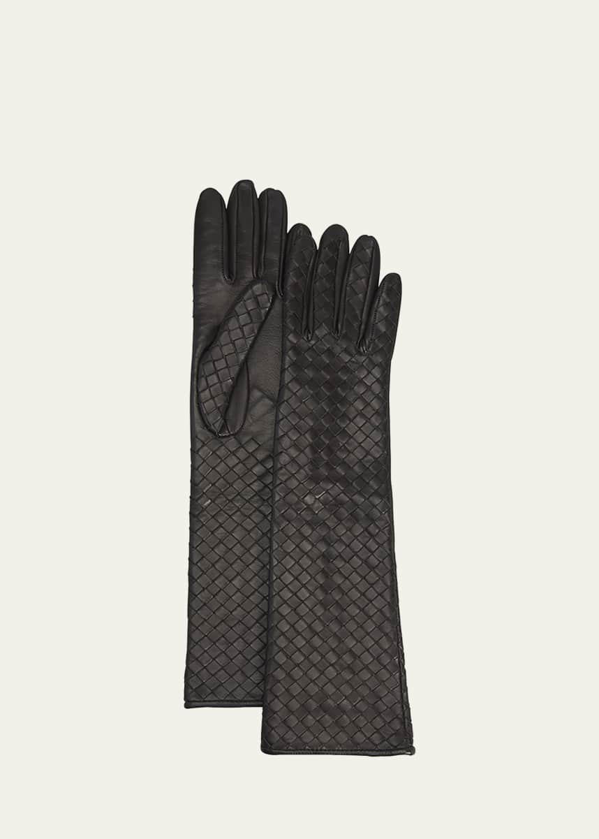 Bottega Veneta Woven Leather & Silk Gloves