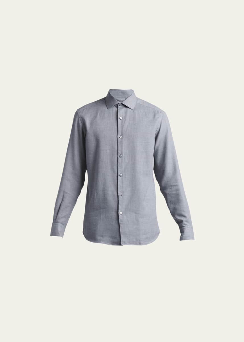ZEGNA Men's Cashmere-Cotton Dress Shirt