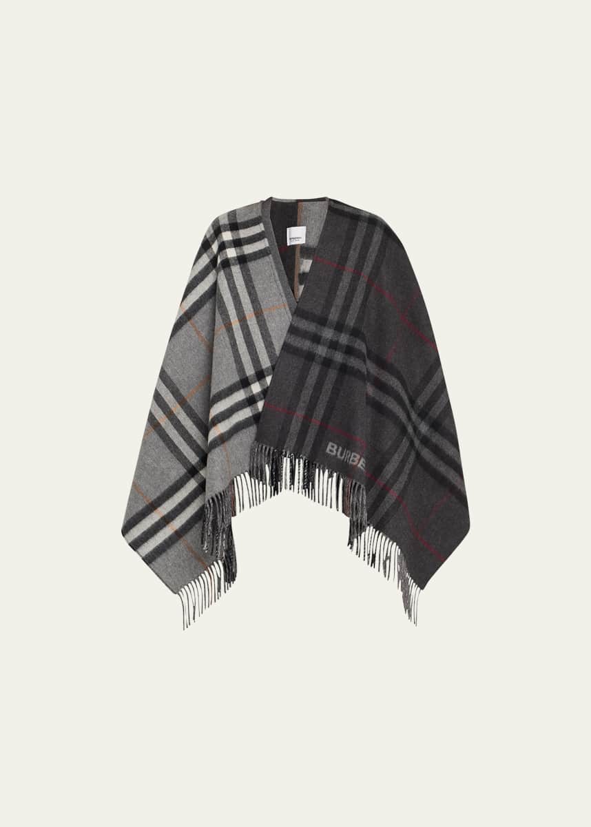 Burberry Giant Check Logo Cashmere-Blend Cape