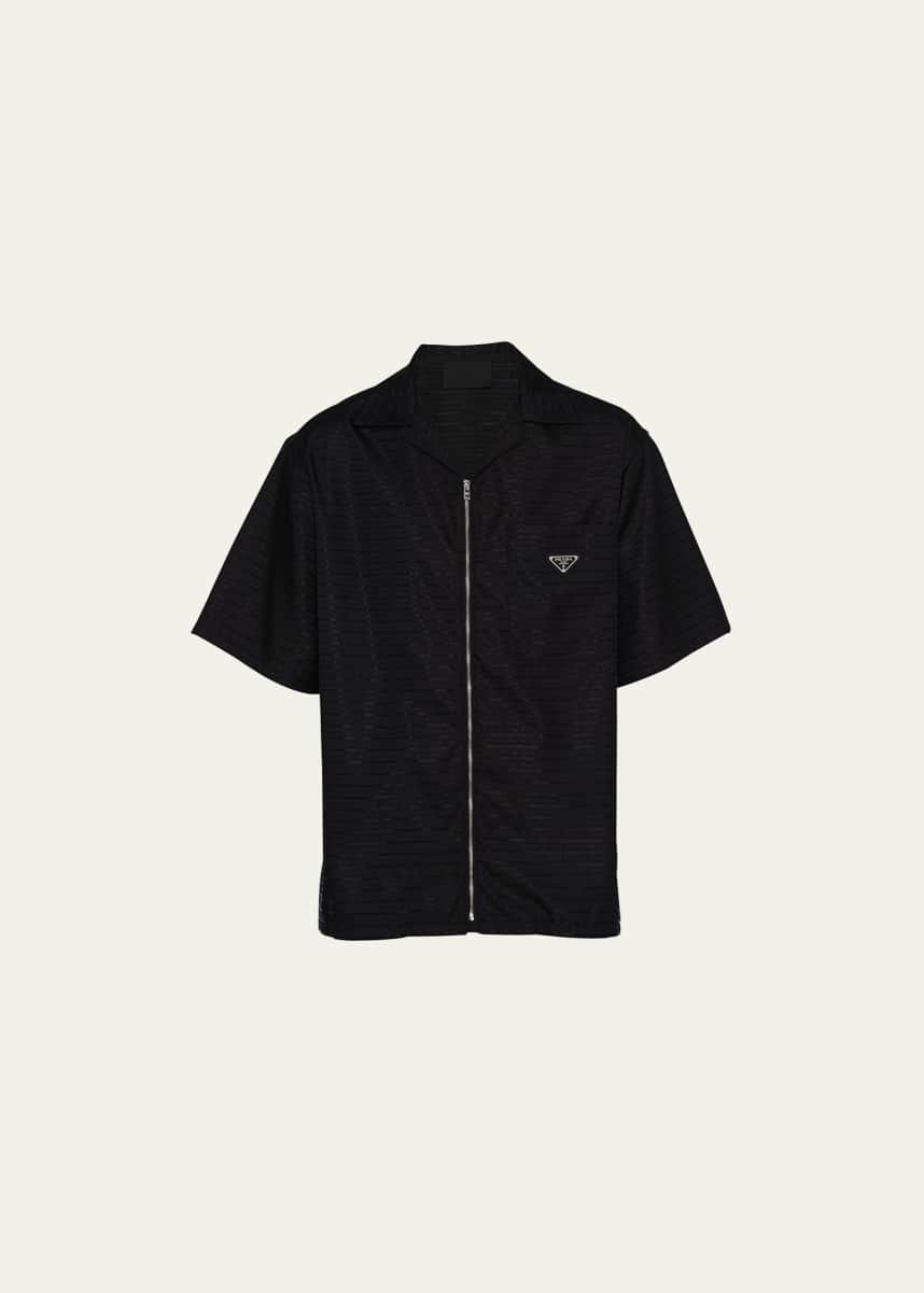 Prada Men's Re-Nylon Zip-Front Camp Shirt