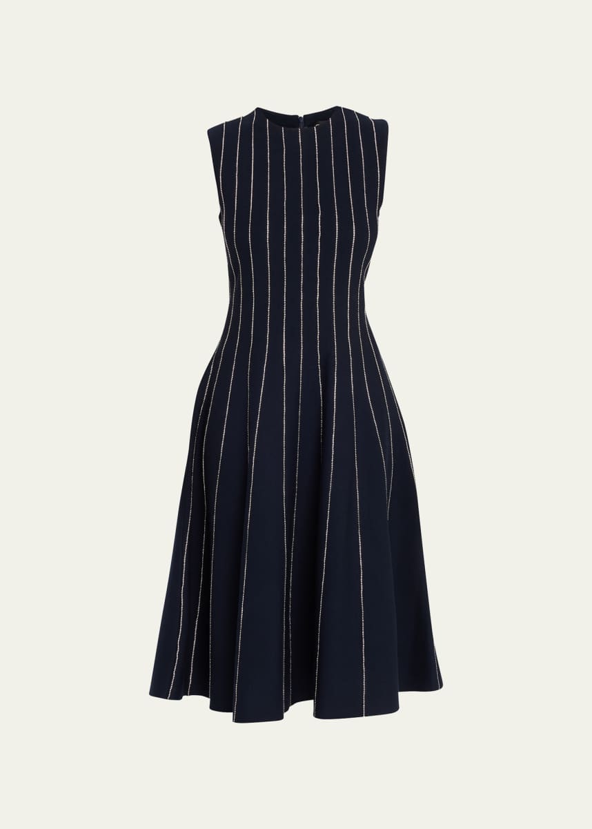 Oscar de la Renta Crystal-Embellished Pleated Midi Dress