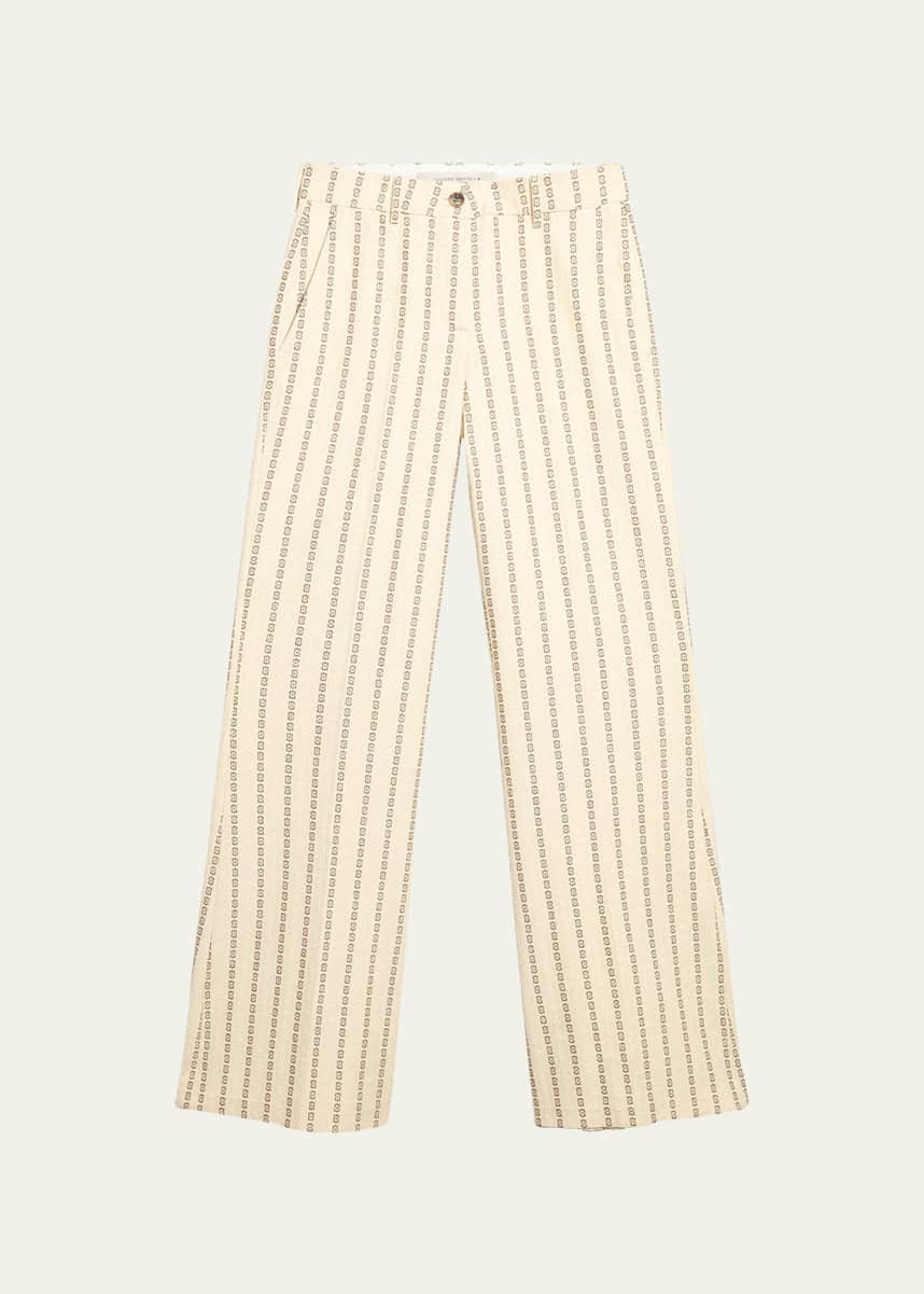 Golden Goose Journey Cotton Canvas Jacquard Flared Pants