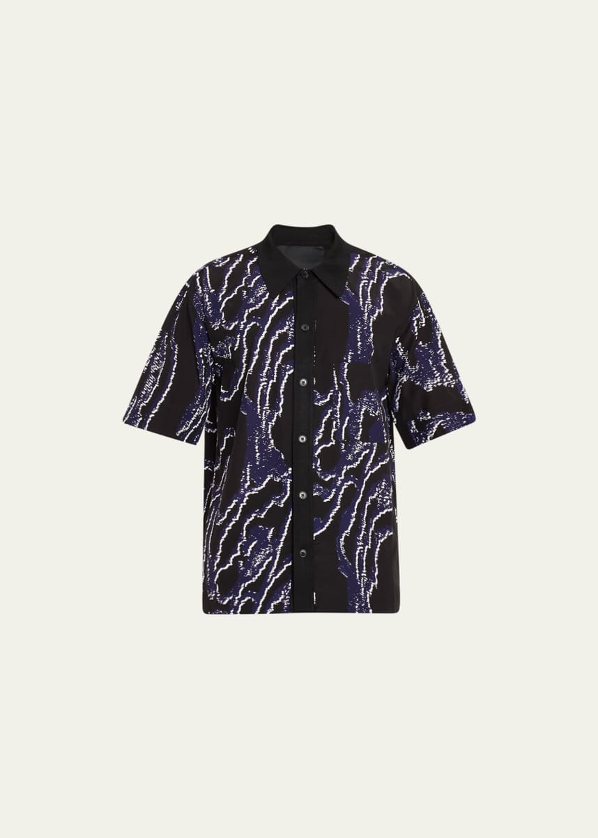 3.1 Phillip Lim Men's Wood Grain-Print Sport Shirt