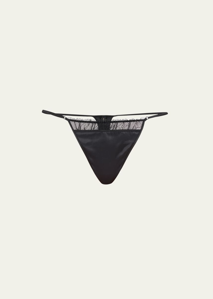 Kiki De Montparnasse Low-Rise Ruched Tulle Thong