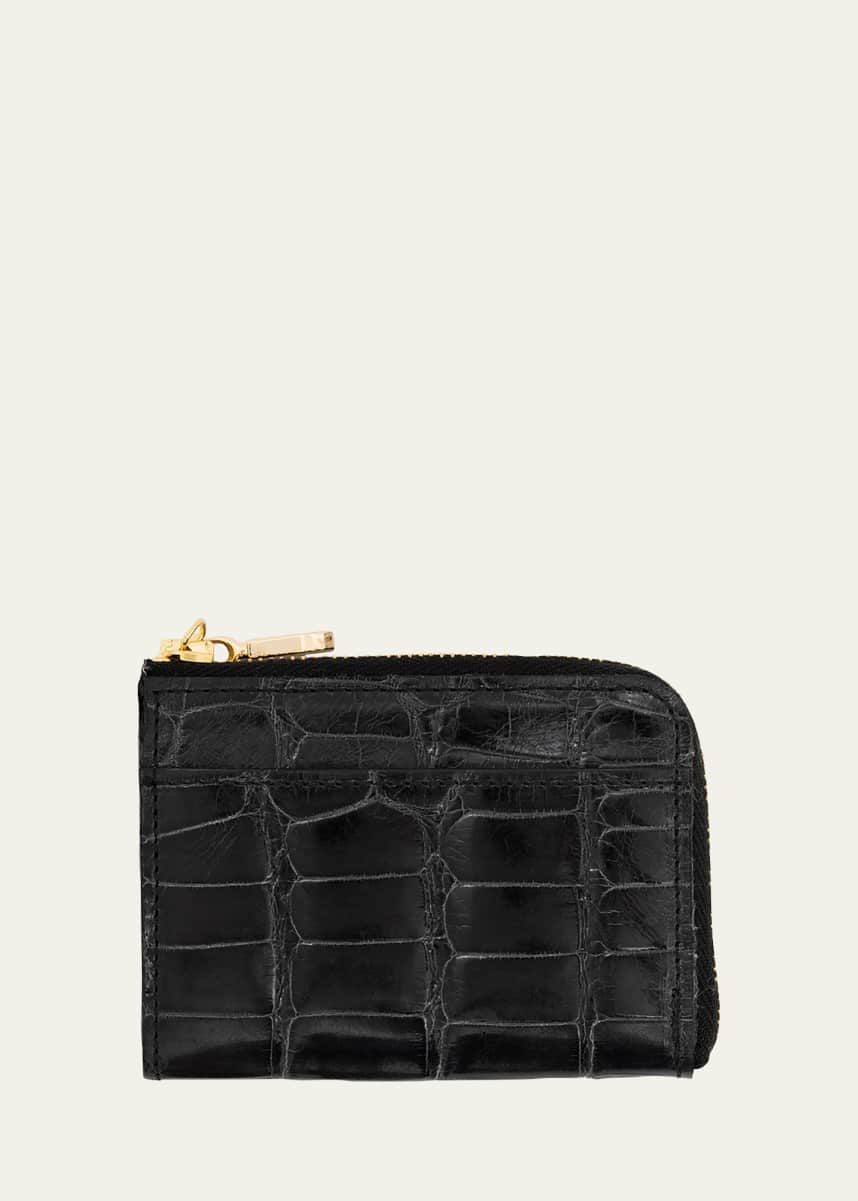Abas Men's Glazed Alligator Leather Zip Card Case