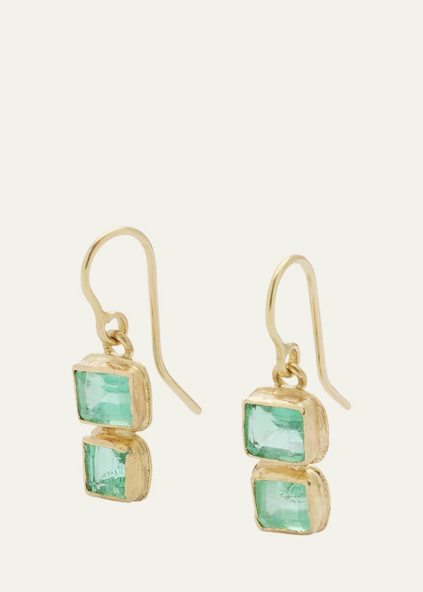 JUDY GEIB Colombian Emerald Double Drop Earrings