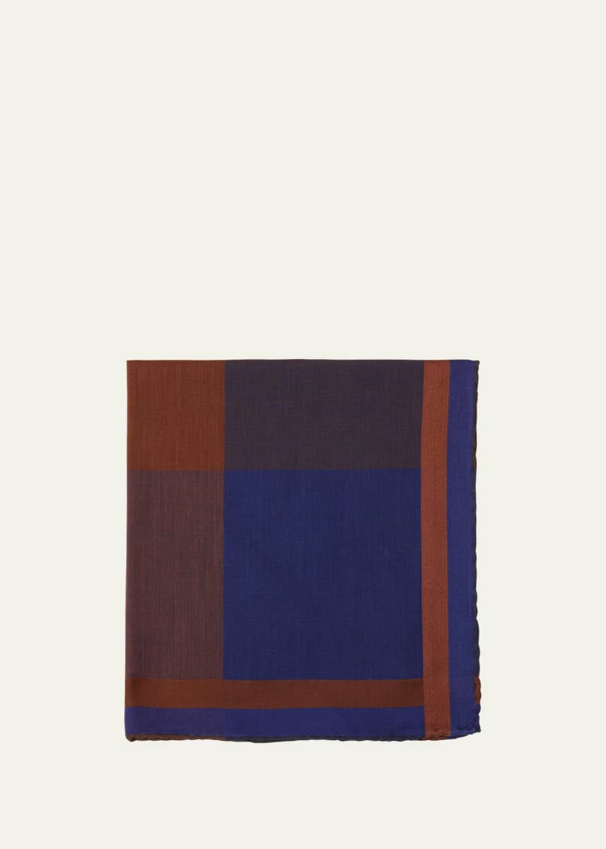 Simonnot Godard Men's Bicolor Tartan Check Handkerchief