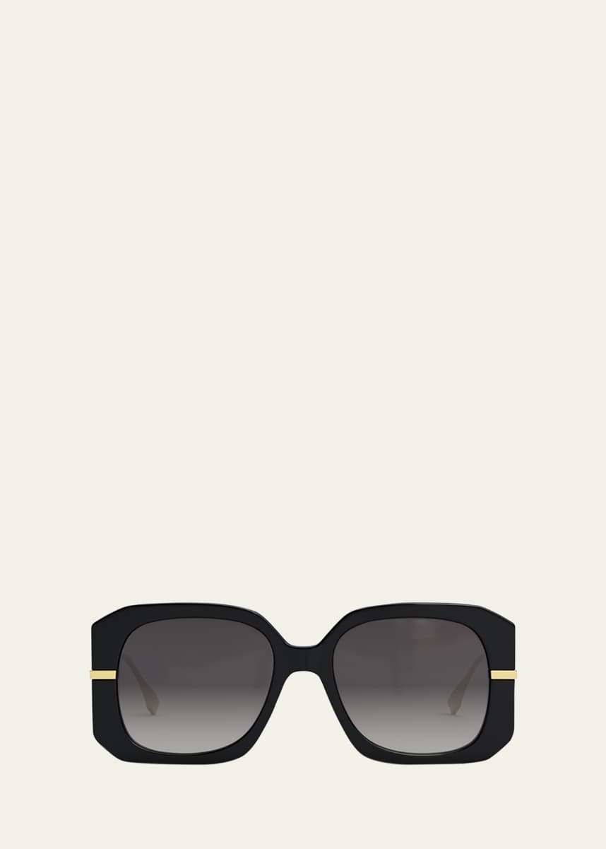 Fendi Oversized Logo Square Acetate & Metal Sunglasses