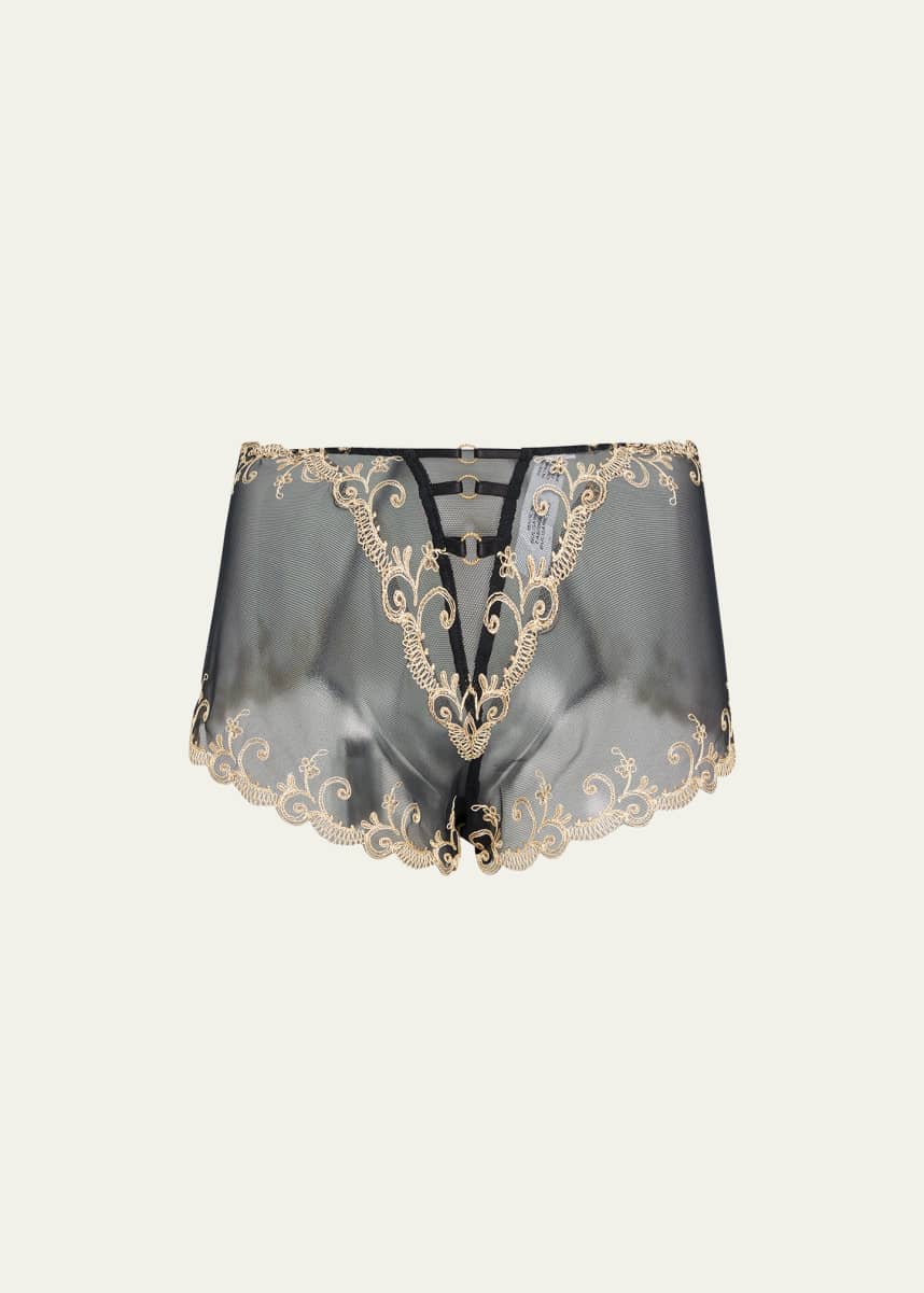 Lise Charmel Retro Floral-Embroidered High-Rise Briefs
