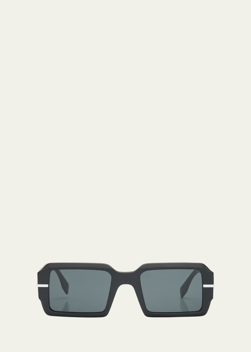 Fendi Men's Raised Logo Rectangle Sunglasses